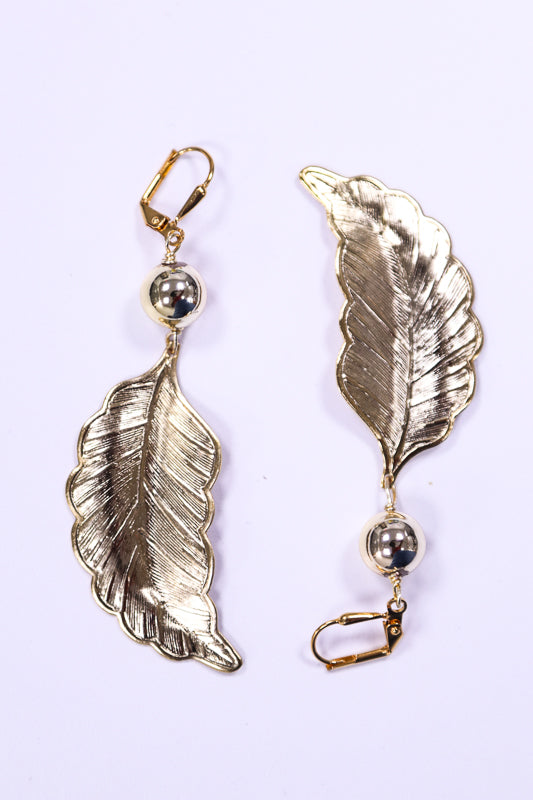 Golden Leaf Brass Earrings