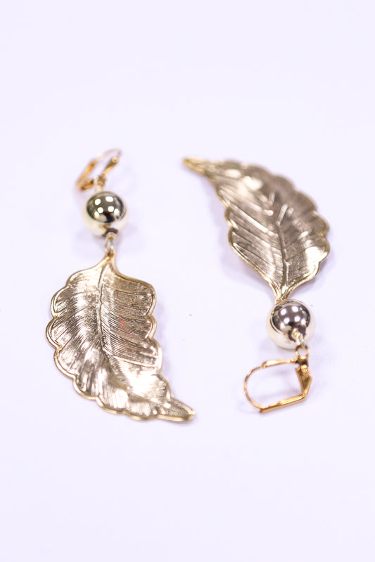 Golden Leaf Brass Earrings