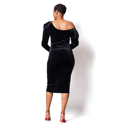 womens black velvet dress
