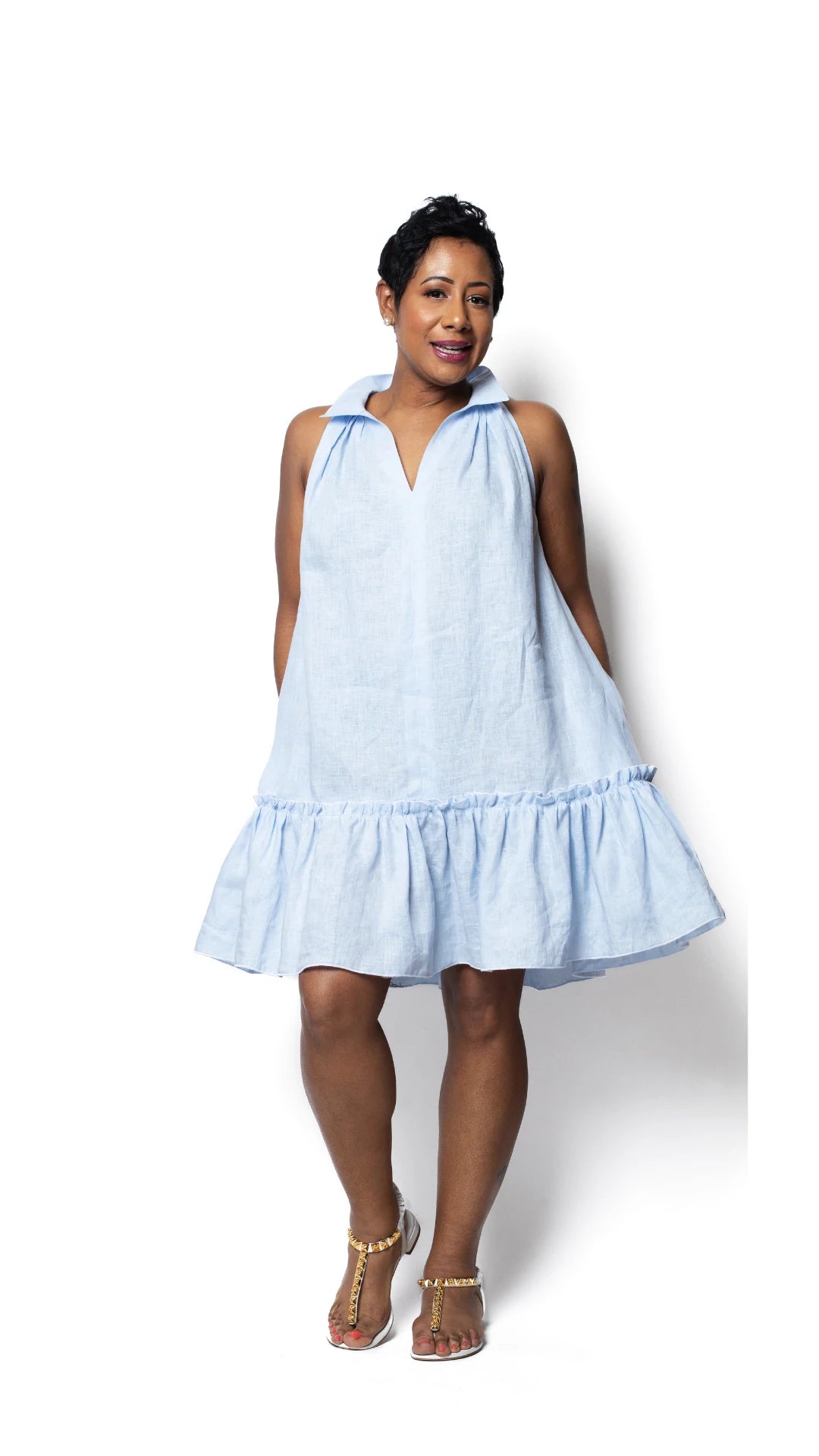 short blue dress for women