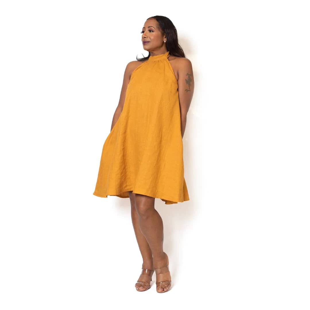Yellow halter neck dress